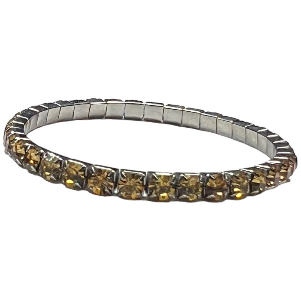 Champagne Colored Jeweled Stretch Bracelet